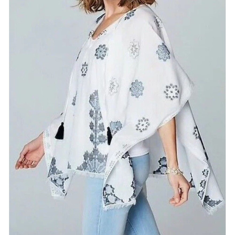 J. Jill Tasseled Fringe Lace Trim Poncho - Picture 4 of 15